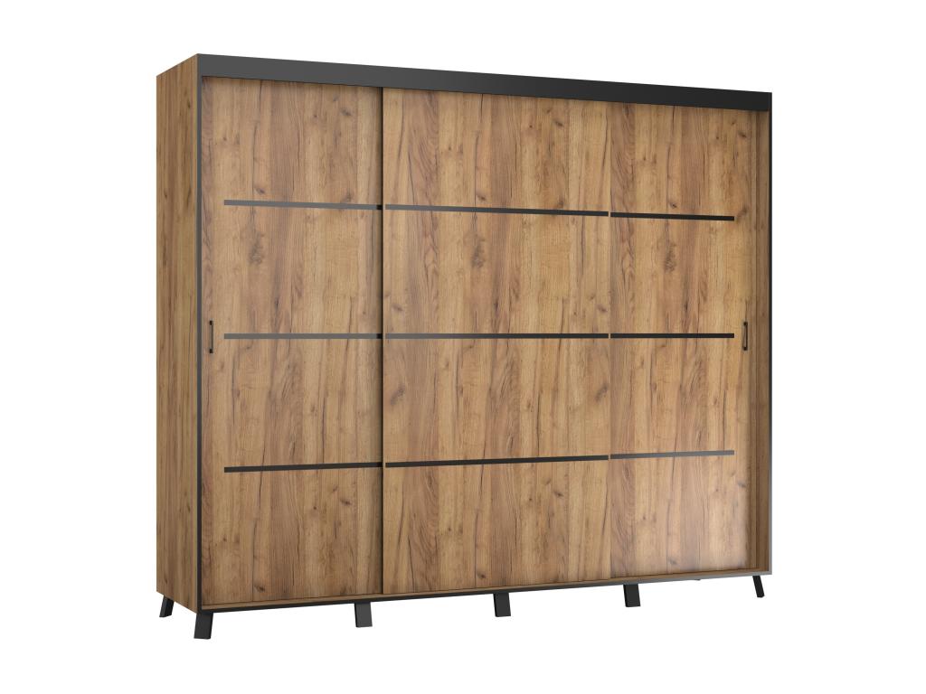 Decohaute gold and black wooden bedroom wardrobe with 2 or 3 sliding doors - 4 sizes - Width 250 cm PZOX85030