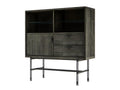 Decohaute solid ash-colored wooden sideboard with black metal legs - Decohaute ZMUH50688