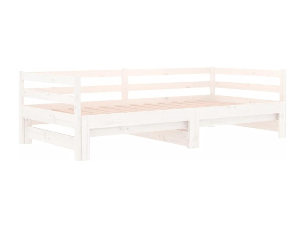 Daybed with pull-out bed, white, 90x190 cm, solid pine wood, NWCJ28965