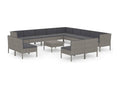 14-piece garden furniture set with cushions, Grey woven resin TUGU66402
