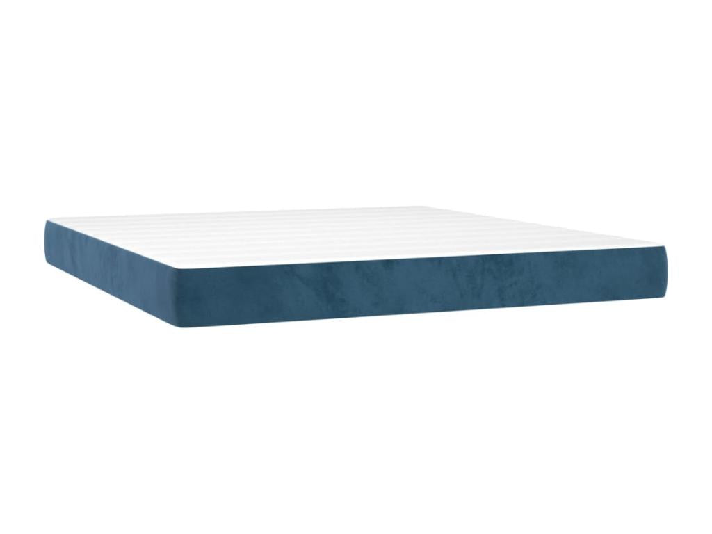 Upholstered bed base and mattress, Dark Blue, 160x200cm, Velvet, KAMB49366