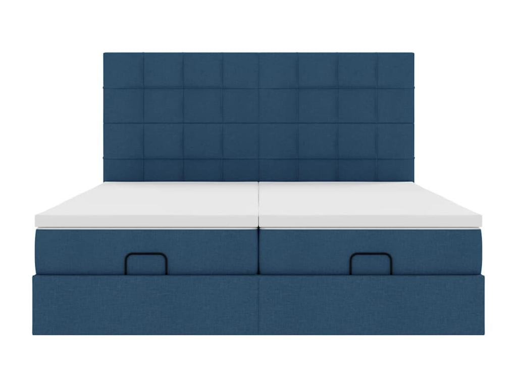 Ottoman bed frame with blue mattress 180x200 cm fabric YYNR87616