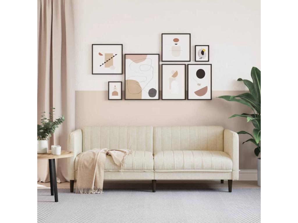 Cream fabric 3-seater sofa CZXH33966