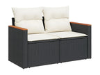 9-piece garden furniture set with cushions, black resin wicker REWH39920