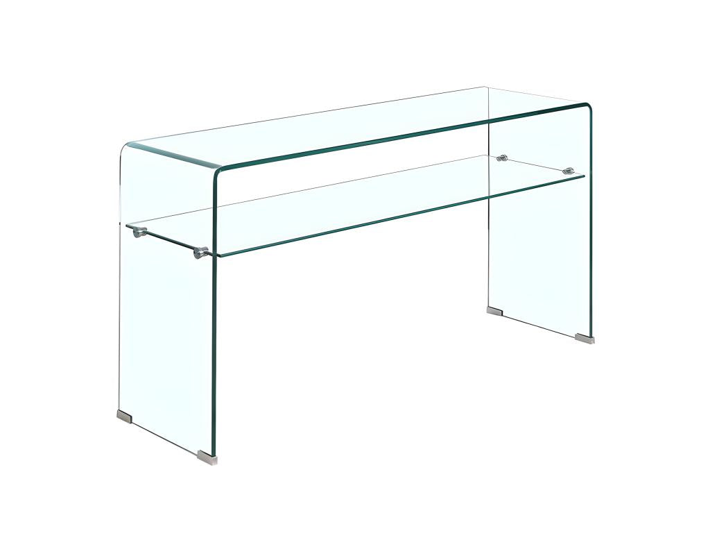 Rectangular console table, 125 cm long, with tempered glass and glass shelf - ICE XVHB22834