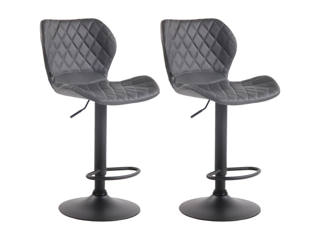 Set of 2 Bar Stools - Faux Leather / Metal - Grey - Decohaute VJBJ42499