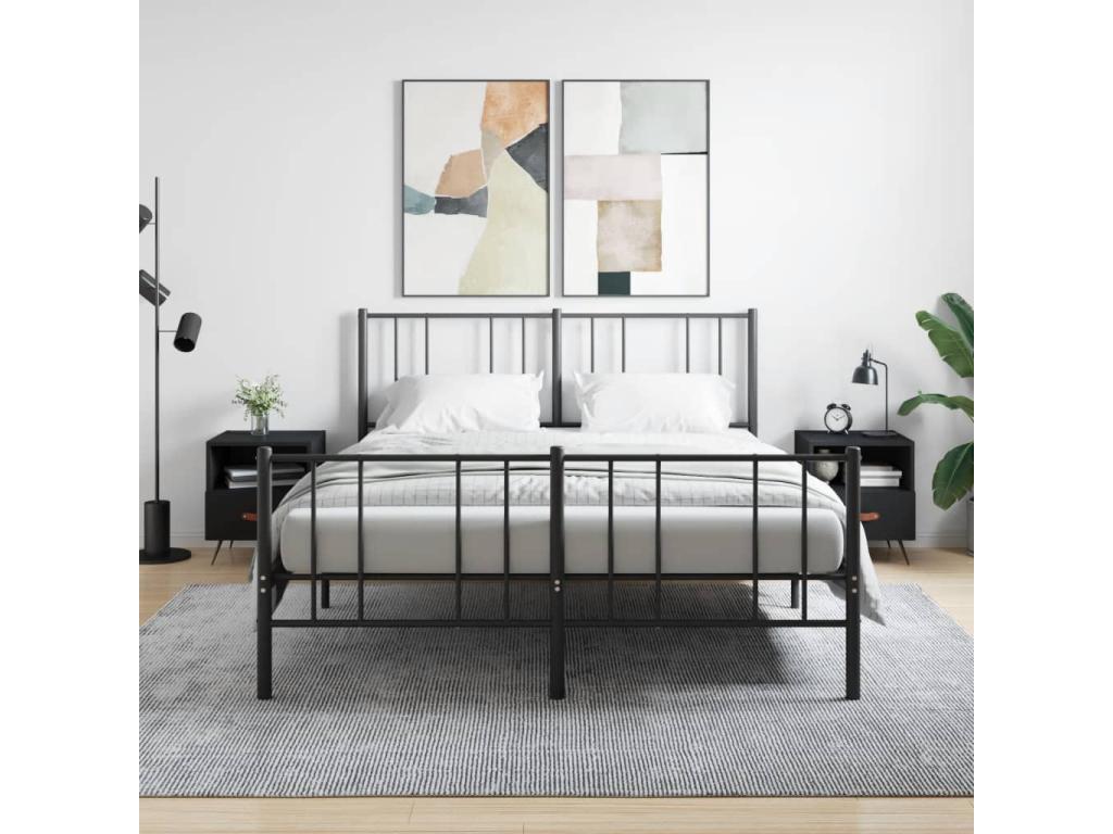 2-piece black bedside tables, 40x35x47.5 cm, engineered wood, HPGR22083