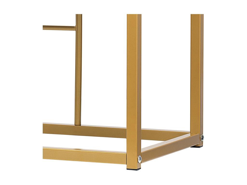 Set of 1 table and 6 velvet-upholstered chairs - marble-effect veneer - gold-tone metal legs - grey and white ULIK76547