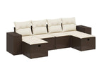 6-piece brown resin wicker garden furniture set with cushions CYTT91720