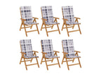 Reclining garden chairs and cushions, set of 6, teak wood IRBT50804