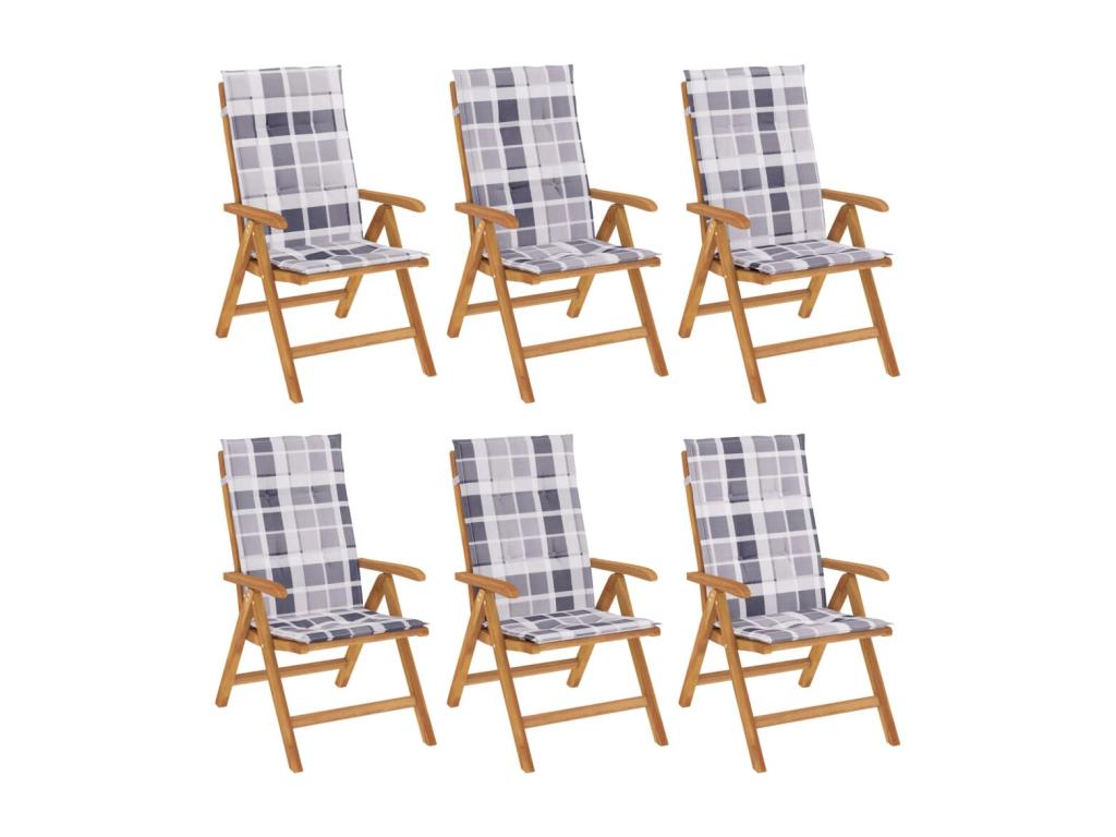 Reclining garden chairs and cushions, set of 6, teak wood IRBT50804