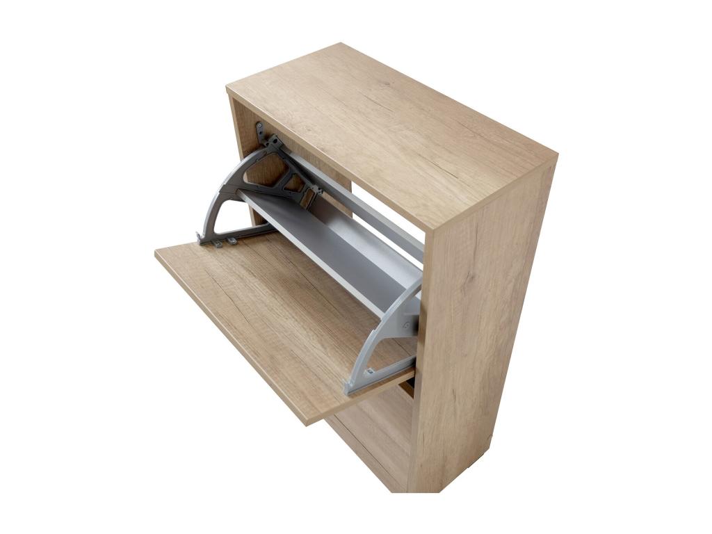 Shoe cabinet with 2 drop-down doors, oak finish, Domopure COVA27718