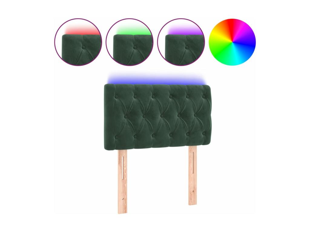 Dark Green LED Headboard 80x7x78/88 cm Velvet LJHS84260