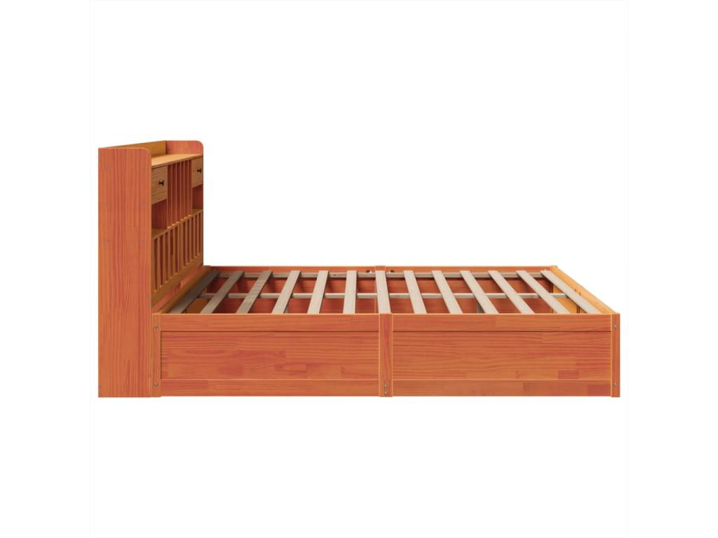Bed frame without mattress, brown wax finish, 200x200cm, solid pine wood, ZBDB27488