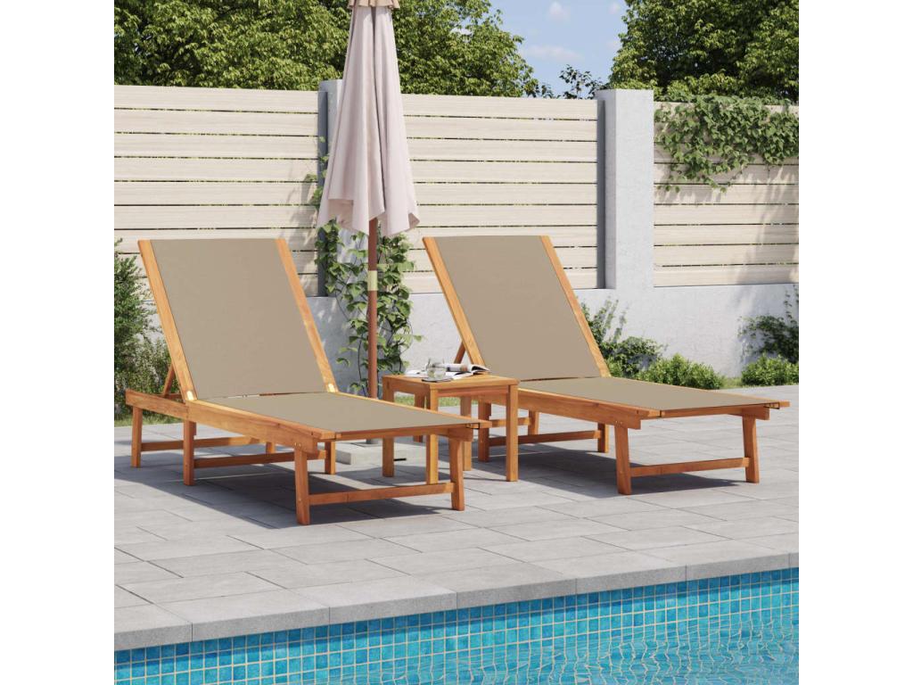 Set of 2 lounge chairs with Decohaute wooden and textilene table LFHT07625
