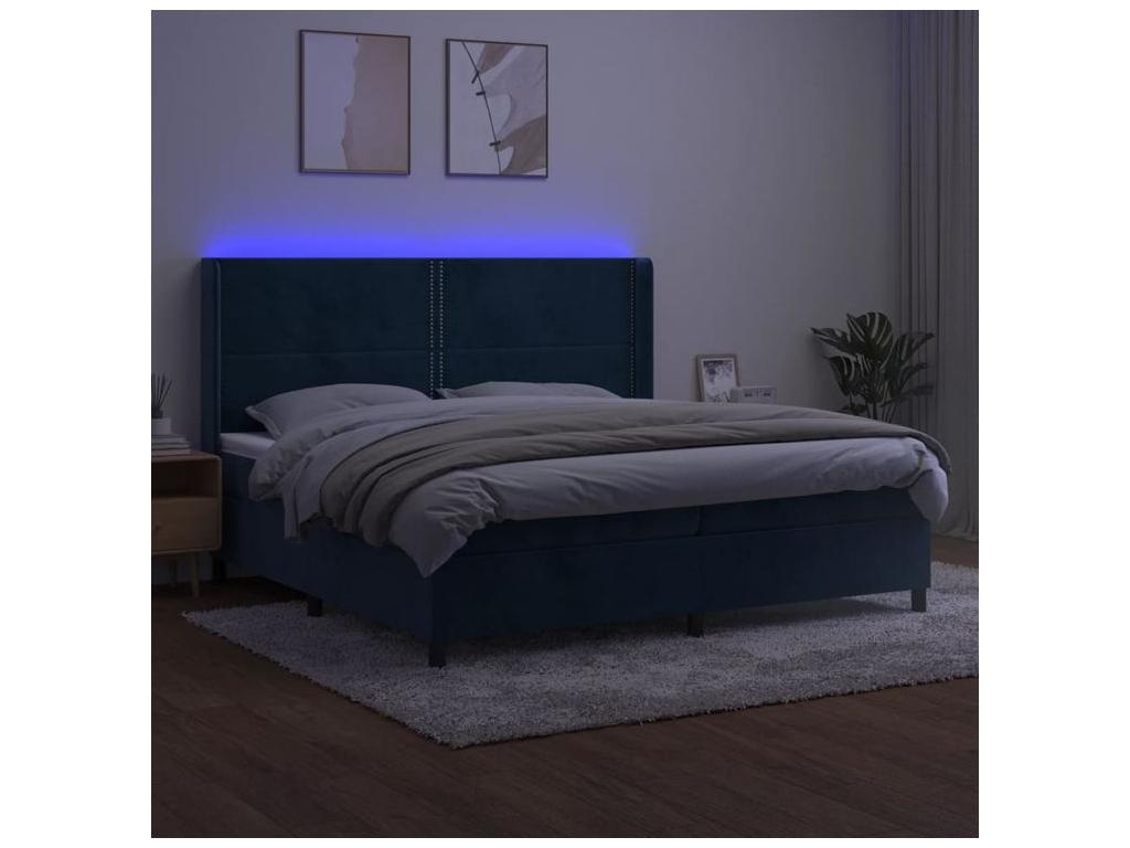 Decohaute bed base with mattress and LED light, dark blue, 200x200 cm, GXRC25362