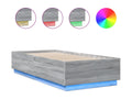 Bed frame with LED lighting, mattress not included, Decohaute grey, 100x200 cm, IDLW61330