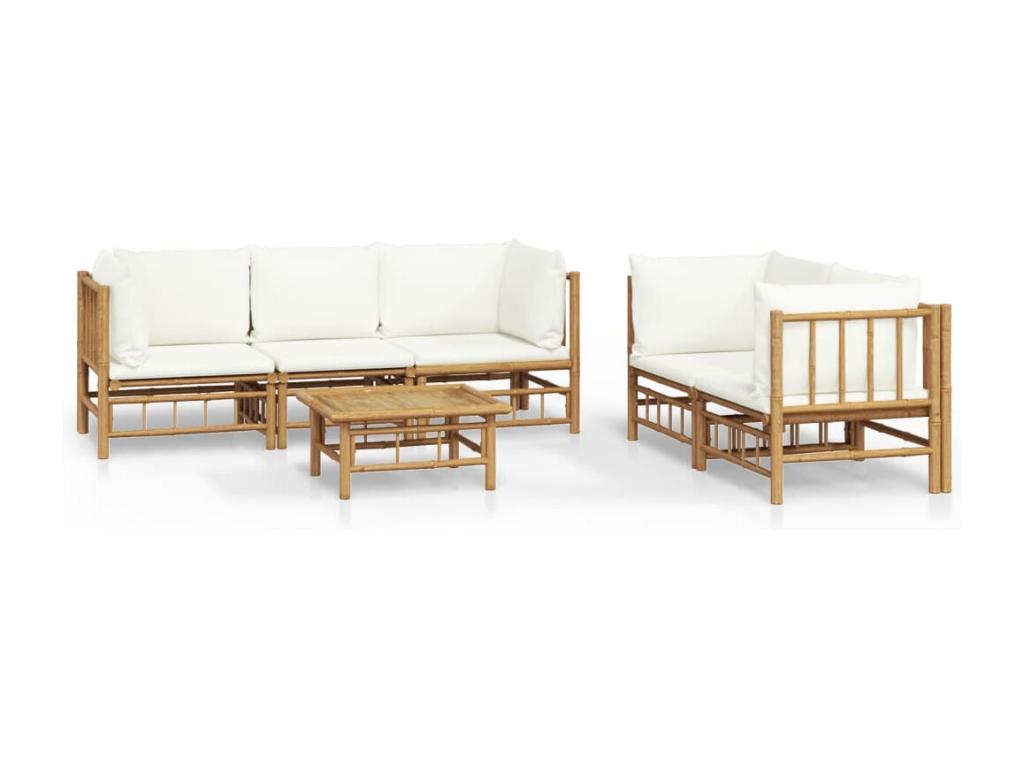 Decohaute BZSS07919 6-piece garden furniture set with cream-white cushions