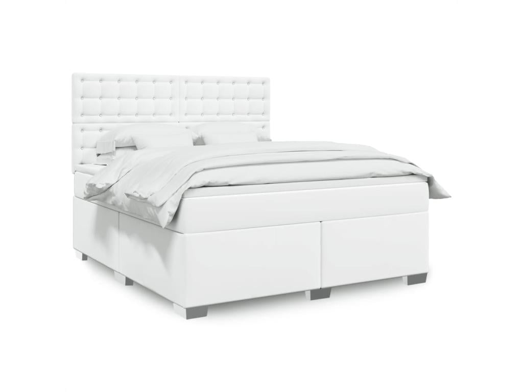 Decohaute bed base with mattress, white, 180x200cm, faux leather, DGMA40237