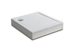 White 100x100cm square shower tray, extra-flat shower base with 10-foot plinth, drain and 90cm siphon, WOWW07175