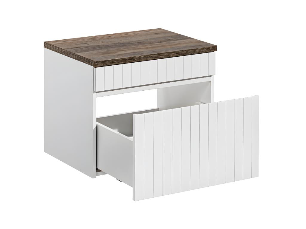 Decohaute 60cm vanity unit with white and wood countertop EFWN14658
