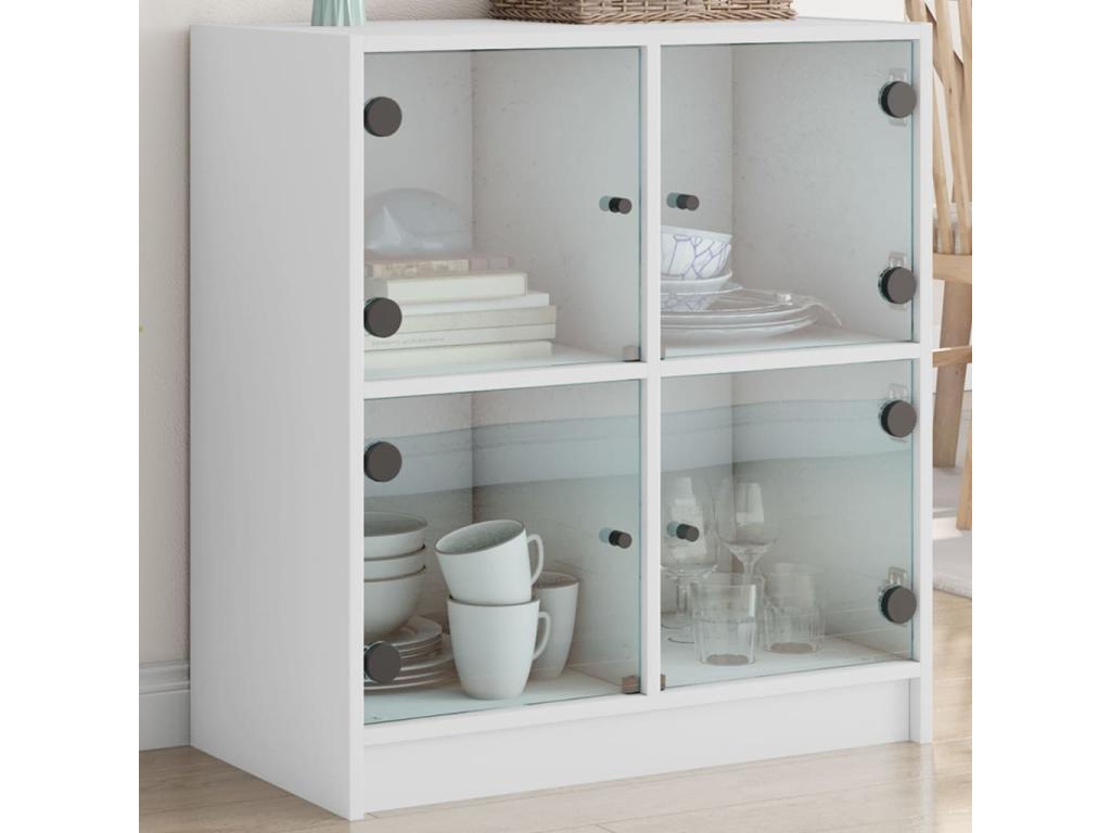 Side cabinet with white glass doors 68x37x75.5 cm ELNJ56331
