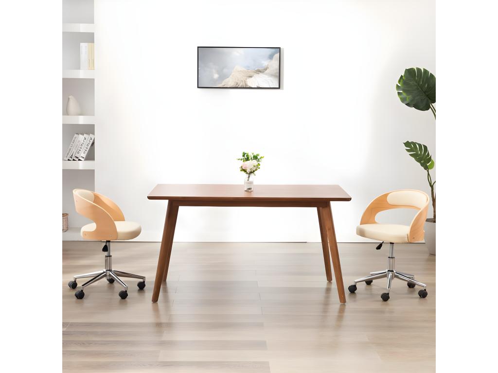 Swivel dining chairs, set of 2, bentwood and faux leather CGQA77766