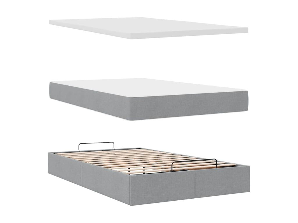 Ottoman bed frame and light grey mattress 120x200 cm fabric SSGV91762
