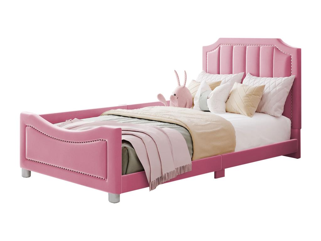 Pink children's/teen/parent-child soft bed 90 x 200 cm sofa bed plush bed frame multifunctional soft bed MZDF55666