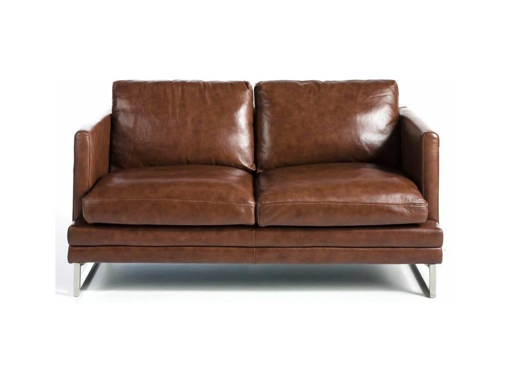 Decohaute 2-seater leather sofa - Burgundy leather color MHHX09127