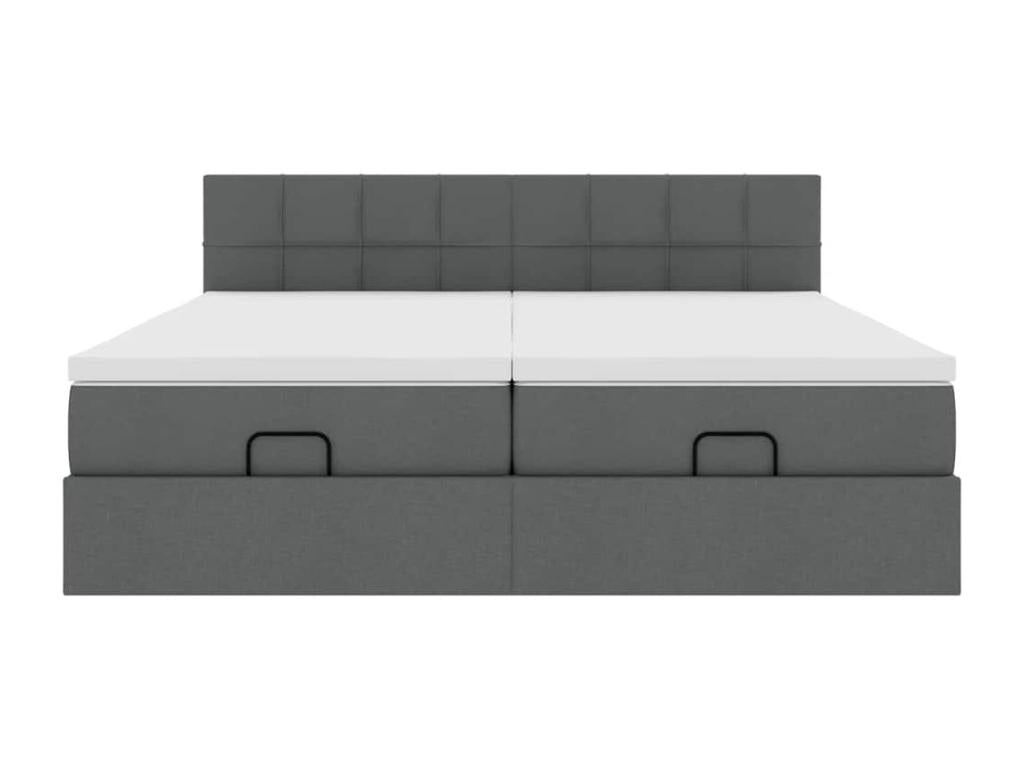 Ottoman bed frame with dark grey mattress 160x200cm fabric TWTZ56835