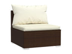 4-piece garden furniture set with cushions, brown woven resin, FVFX08070