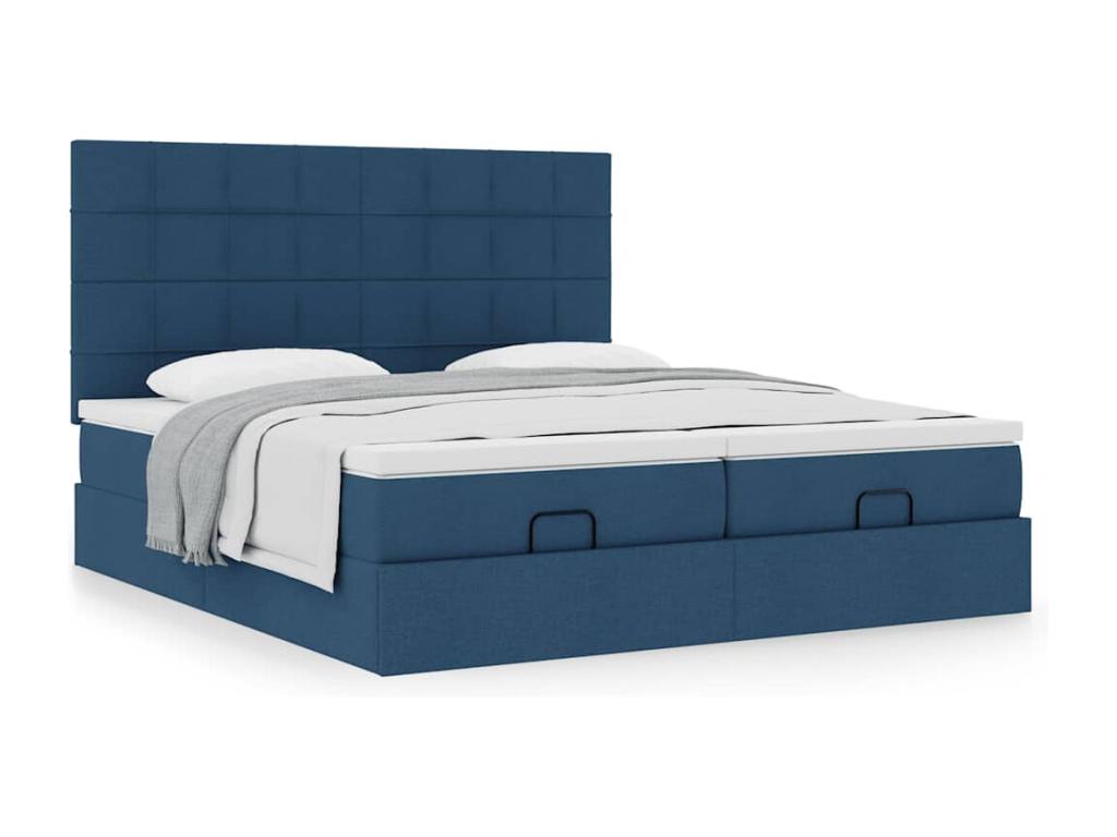 Ottoman bed frame with blue mattress 180x200 cm fabric YYNR87616