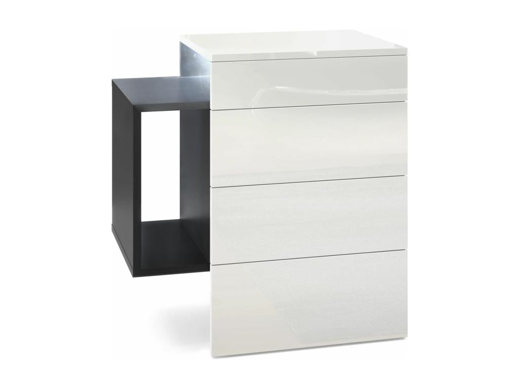 Matte Black and White Lacquered Bedside Table (WxHxD) 60x63x38 cm LED DMWU47041