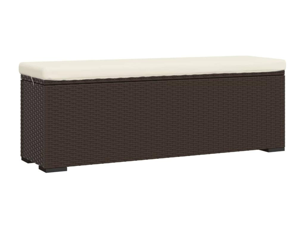 Pouf bench with brown cushion, 110x30x40 cm, woven resin, FLWD04142