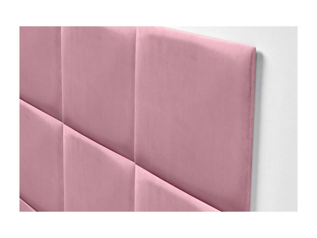 Decohaute Upholstered Headboard in High-Quality Velvet, Decohauteérieure composed of interchangeable self-adhesive panels for bedroom, pink, 140 cm, SYUB26976