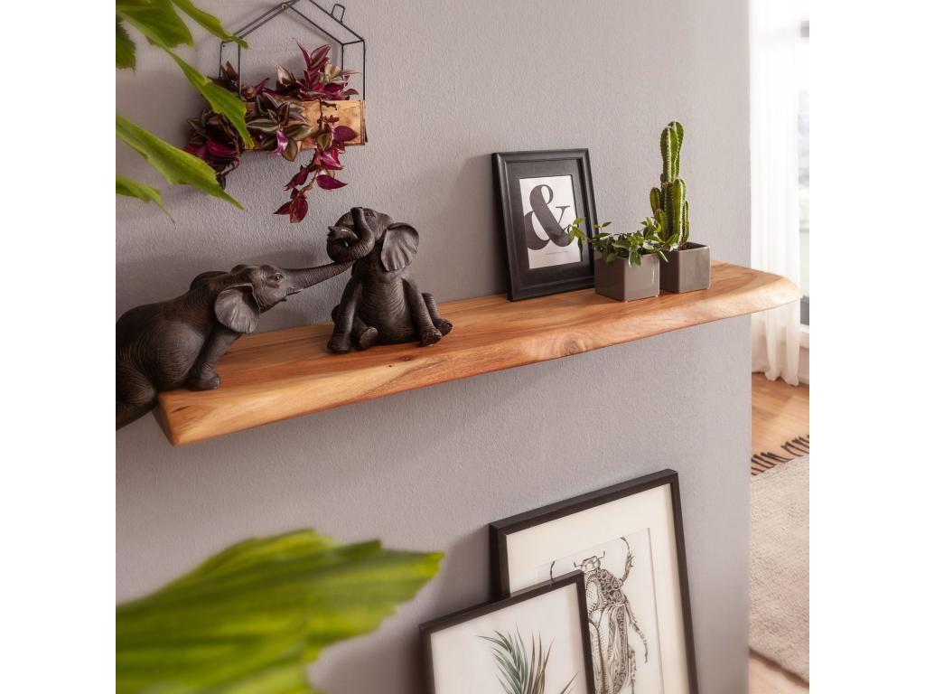 Decohaute tree edge wall shelf, solid wood design, floating shelf, natural finish SDLN55844