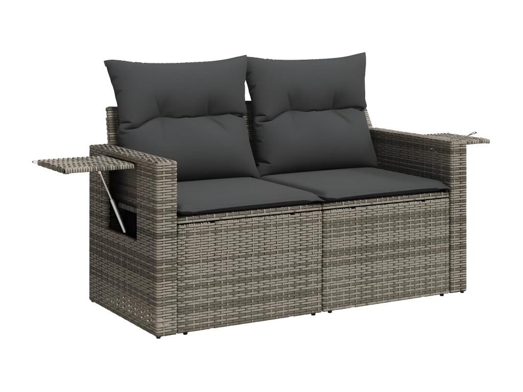 6-piece garden furniture set with grey resin wicker cushions FRRM82463