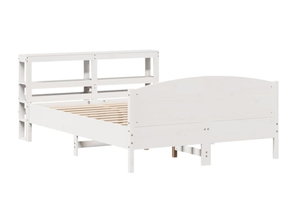 Bed frame without mattress, white, 135x190 cm, solid pine wood, IFVM16240