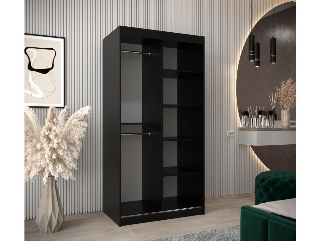 Domopure Sliding Door Wardrobe 200/100/62 2 Doors Black/Black SZJG34721