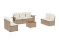 8-piece garden furniture set with cushions, beige wicker resin UXQI63675