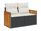 10-piece garden furniture set with cushions, black woven resin WQWO59813