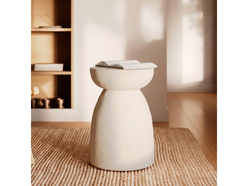 Round side table in white concrete, 35 cm diameter - Decohaute LFUX72993