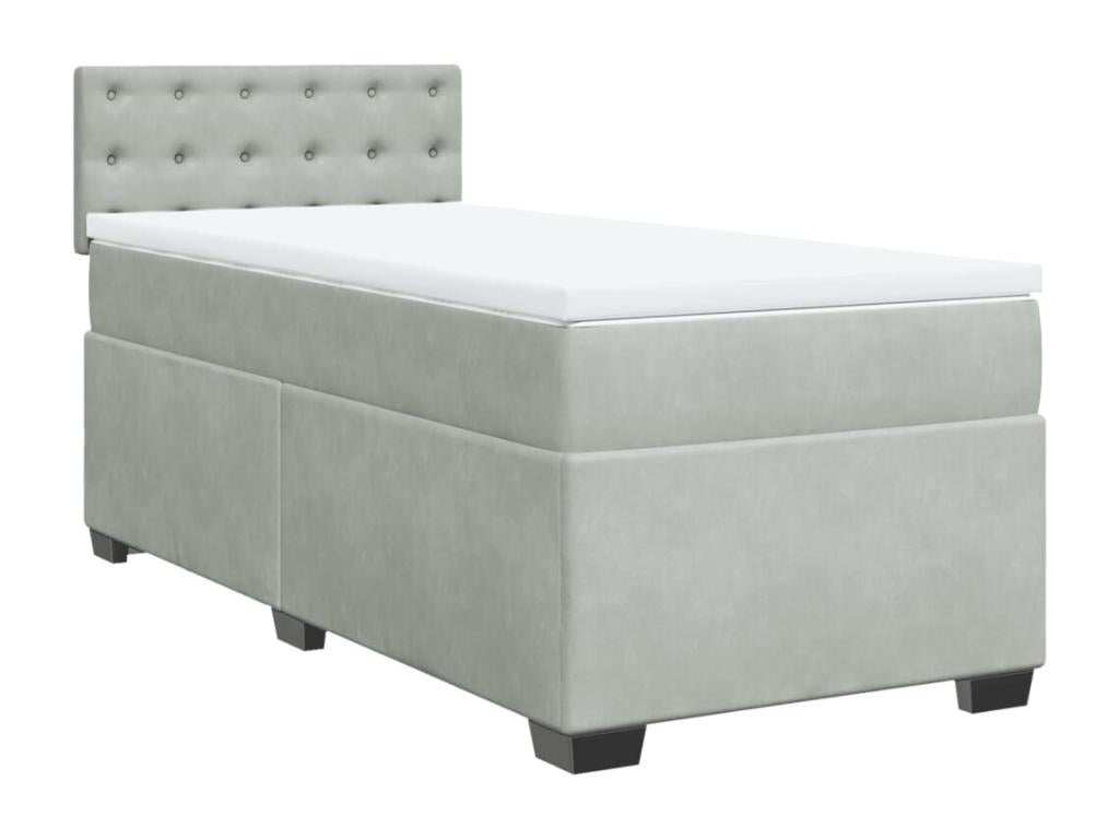 Chezlova bed base and mattress, light grey, 90x190 cm, velvet, DPRW59355