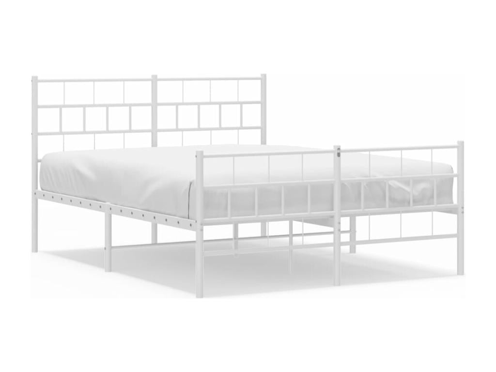Metal bed frame with headboard and footboard, white, 135x190 cm, IQLW80694