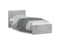 Bed frame, headboard and LED high-top lighting, concrete grey, 90x200 cm, ULOV28780