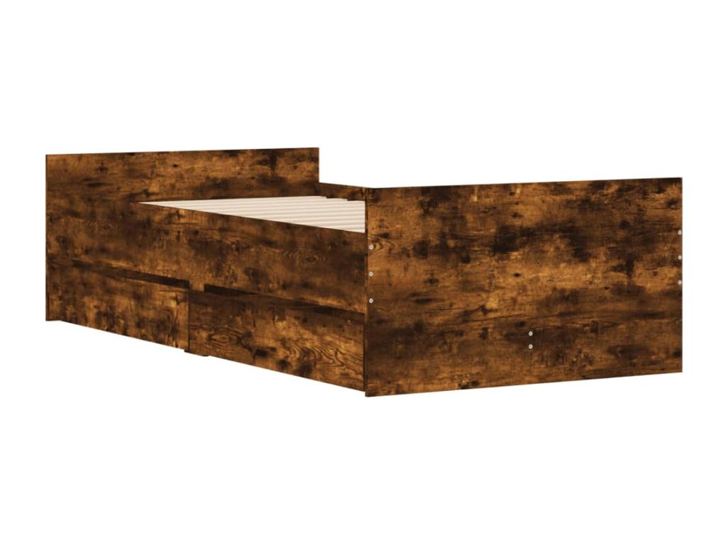 Bed frame with drawers, smoked oak, 90x200 cm, MOPG98510