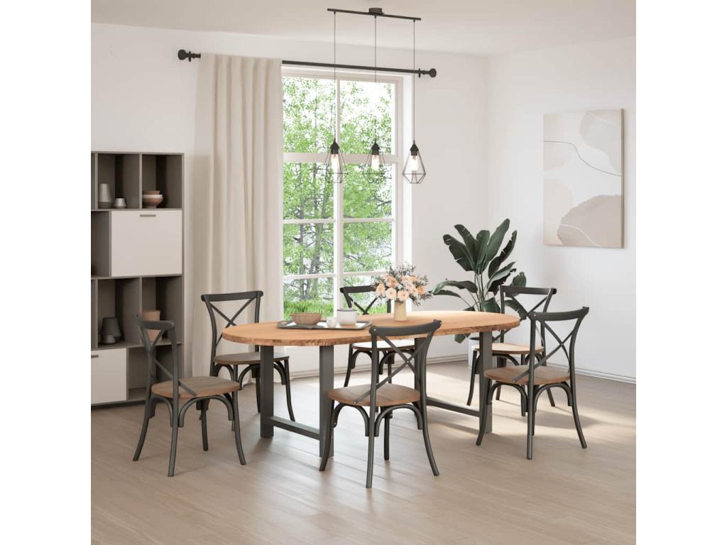 Oval dining table, 220x100x74 cm, solid oak wood, BPXW46562