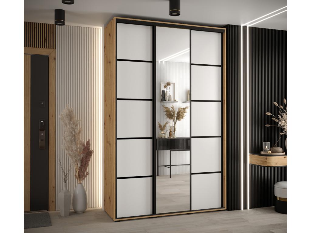 Decohaute 5 Sliding Door Wardrobe 235.2/150/45 3 Doors Decohaute/White/Black CAJW94814