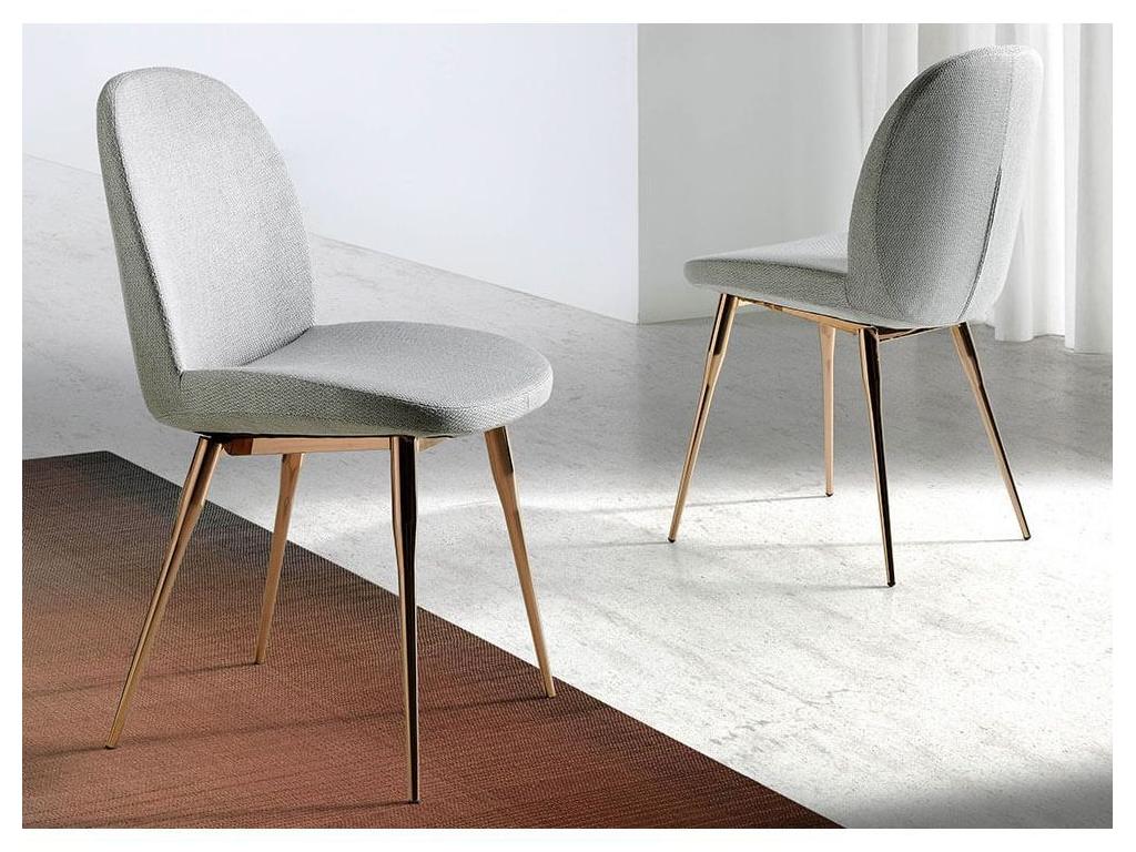 Chezlova chair in grey fabric with rose gold steel legs - Set of 2 - Color Chezlova 52 BLJH20356
